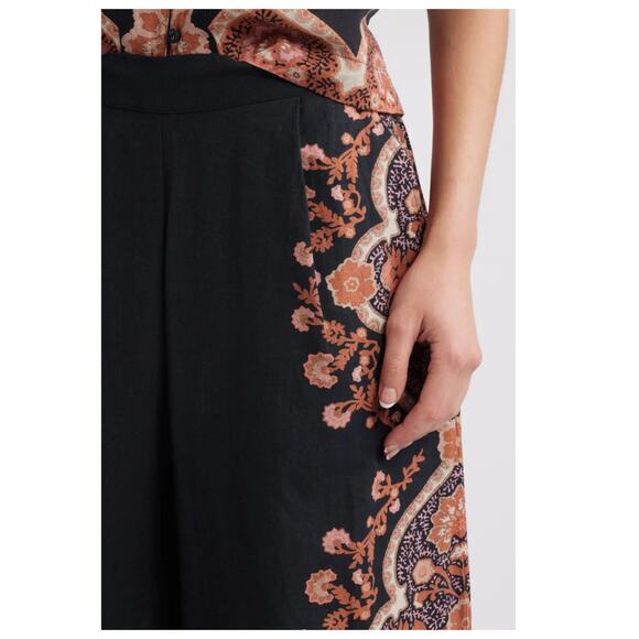 Cleobella Martin Medallion Print Cotton & Linen Wide Leg Pants Size Medium - Picture 8 of 16